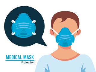 young man wearing medical mask character