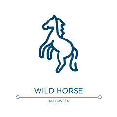 Wild horse icon. Linear vector illustration from horses collection. Outline wild horse icon vector. Thin line symbol for use on web and mobile apps, logo, print media.