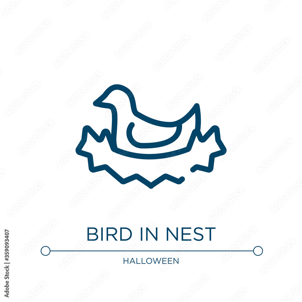 Poster bird in nest icon. linear vector illustration from birds pack collection. outline bird in nest icon 