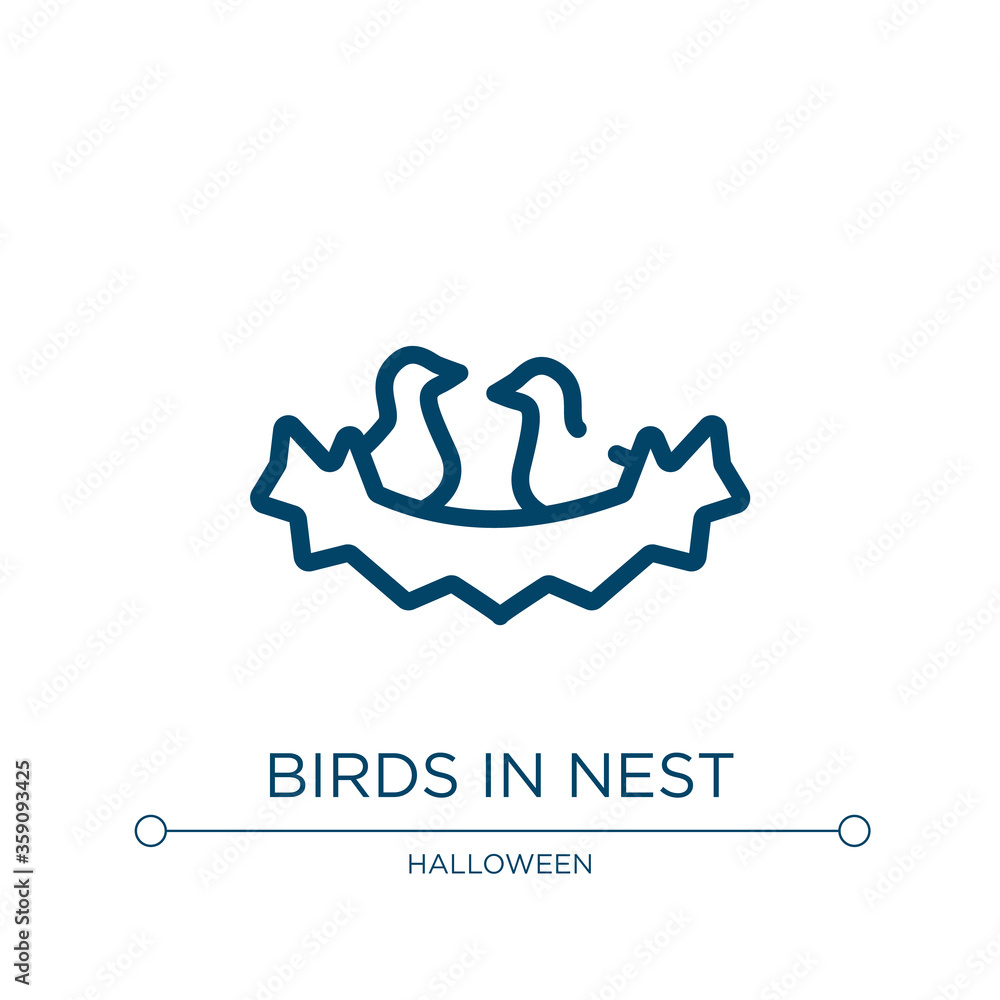 Poster birds in nest icon. linear vector illustration from birds pack collection. outline birds in nest ico