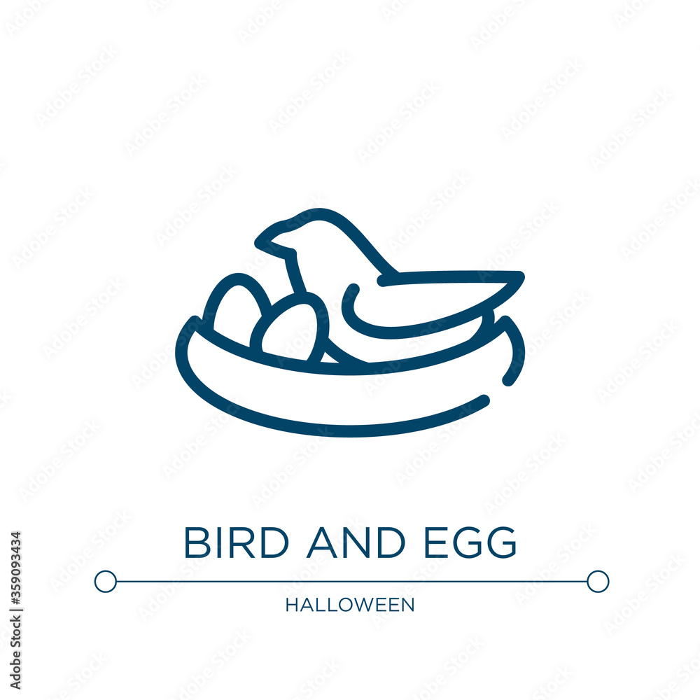 Poster bird and egg icon. linear vector illustration from birds pack collection. outline bird and egg icon 