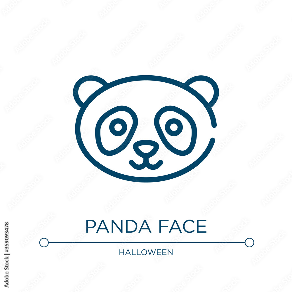 Poster panda face icon. linear vector illustration from funny animals collection. outline panda face icon v