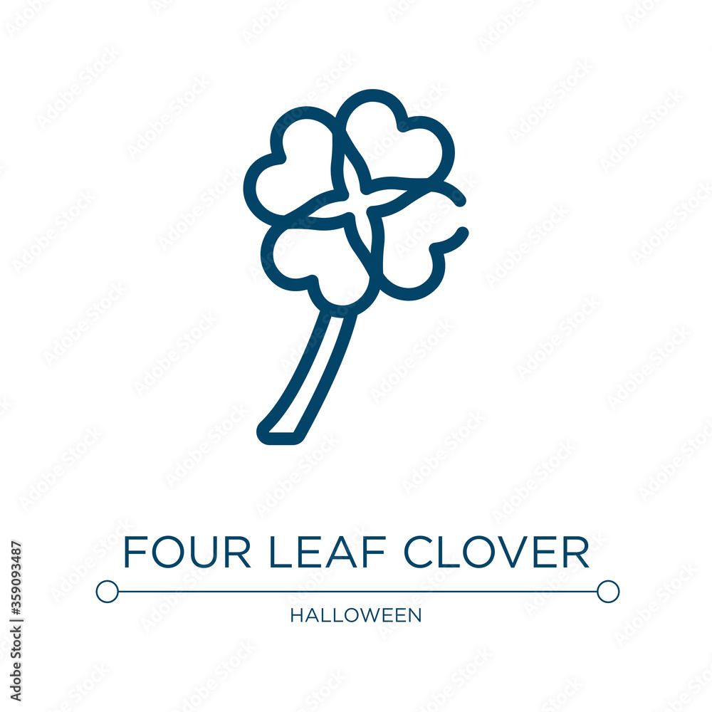 Poster four leaf clover icon. linear vector illustration from poi nature collection. outline four leaf clov