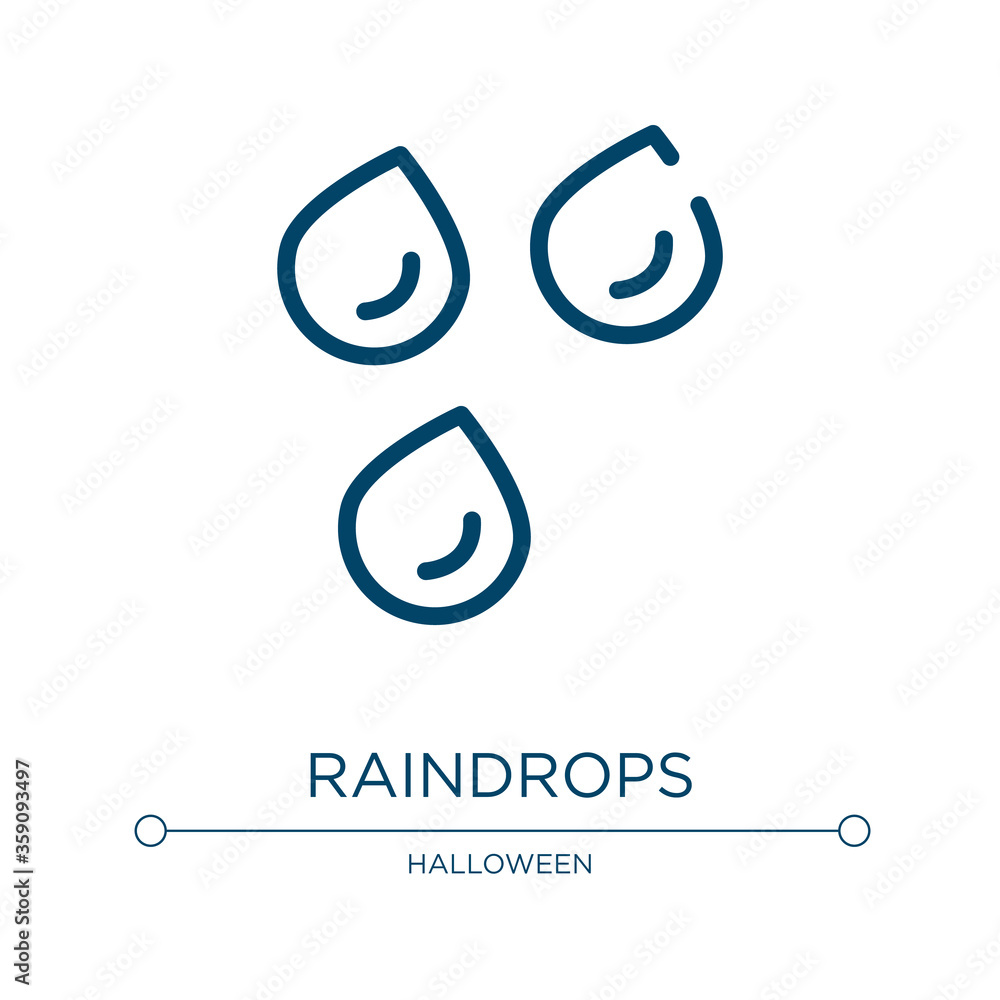 Poster raindrops icon. linear vector illustration from poi nature collection. outline raindrops icon vector