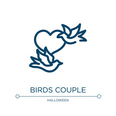 Birds couple icon. Linear vector illustration from birds pack collection. Outline birds couple icon vector. Thin line symbol for use on web and mobile apps, logo, print media.