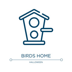 Birds home icon. Linear vector illustration from birds pack collection. Outline birds home icon vector. Thin line symbol for use on web and mobile apps, logo, print media.