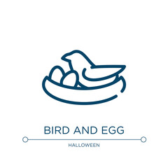 Bird and egg icon. Linear vector illustration from birds pack collection. Outline bird and egg icon vector. Thin line symbol for use on web and mobile apps, logo, print media.