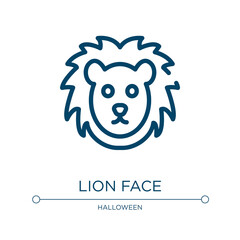 Lion face icon. Linear vector illustration from funny animals collection. Outline lion face icon vector. Thin line symbol for use on web and mobile apps, logo, print media.