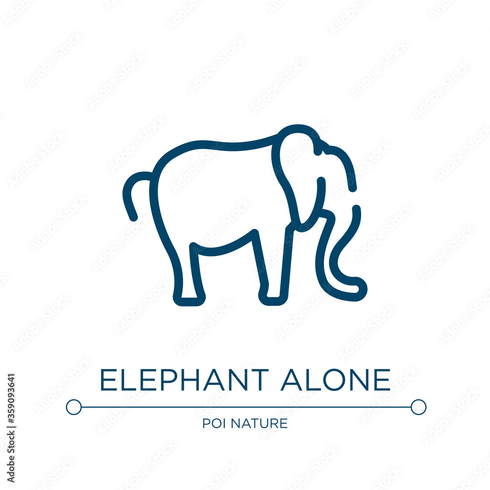 Poster elephant alone icon. linear vector illustration from free animals collection. outline elephant alone