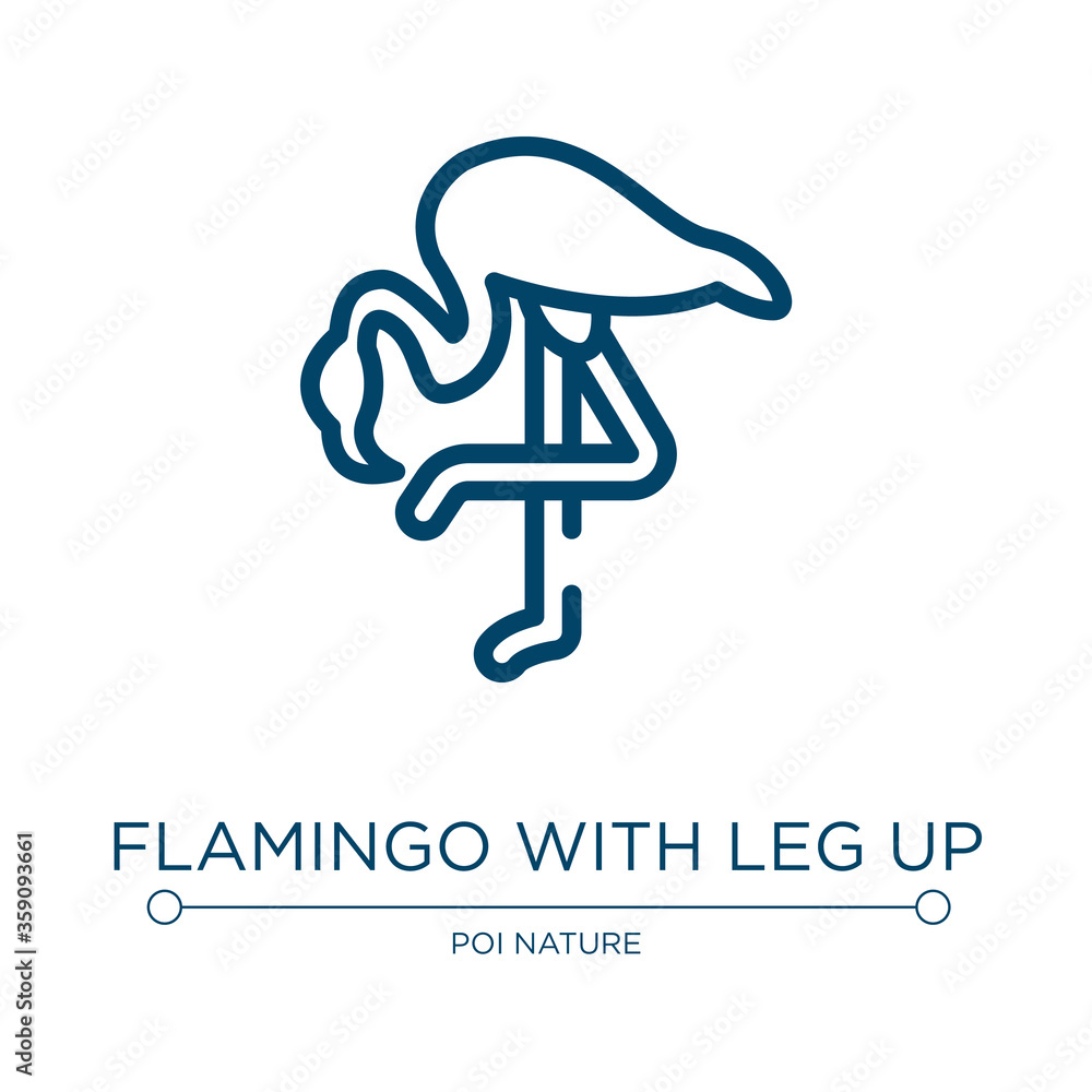 Poster flamingo with leg up icon. linear vector illustration from free animals collection. outline flamingo