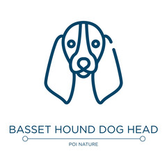 Basset hound dog head icon. Linear vector illustration from woof woof collection. Outline basset hound dog head icon vector. Thin line symbol for use on web and mobile apps, logo, print media.