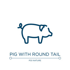 Pig with round tail icon. Linear vector illustration from free animals collection. Outline pig with round tail icon vector. Thin line symbol for use on web and mobile apps, logo, print media.