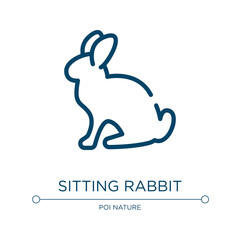 Fototapeta premium Sitting rabbit icon. Linear vector illustration from free animals collection. Outline sitting rabbit icon vector. Thin line symbol for use on web and mobile apps, logo, print media.