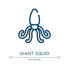 Giant squid icon. Linear vector illustration from free animals collection. Outline giant squid icon vector. Thin line symbol for use on web and mobile apps, logo, print media.