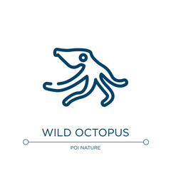 Wild octopus icon. Linear vector illustration from free animals collection. Outline wild octopus icon vector. Thin line symbol for use on web and mobile apps, logo, print media.