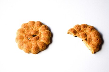 Chocolate cookies on white background