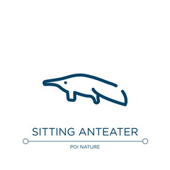 Sitting anteater icon. Linear vector illustration from free animals collection. Outline sitting anteater icon vector. Thin line symbol for use on web and mobile apps, logo, print media.