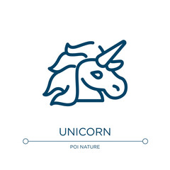 Unicorn icon. Linear vector illustration from cute animals collection. Outline unicorn icon vector. Thin line symbol for use on web and mobile apps, logo, print media.