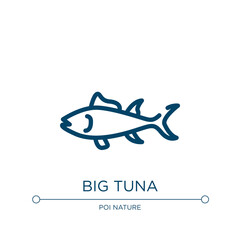 Big tuna icon. Linear vector illustration from fauna collection. Outline big tuna icon vector. Thin line symbol for use on web and mobile apps, logo, print media.