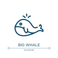Big whale icon. Linear vector illustration from cute animals collection. Outline big whale icon vector. Thin line symbol for use on web and mobile apps, logo, print media.
