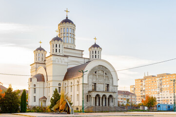 Fototapeta na wymiar Romanian Orthodox Church in Onesti, Bacau County, Romania
