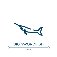 Big swordfish icon. Linear vector illustration from fauna collection. Outline big swordfish icon vector. Thin line symbol for use on web and mobile apps, logo, print media.