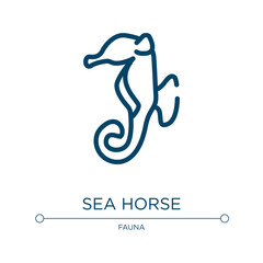 Sea horse icon. Linear vector illustration from minimal animals collection. Outline sea horse icon vector. Thin line symbol for use on web and mobile apps, logo, print media.