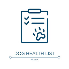 Dog health list icon. Linear vector illustration from pet shop collection. Outline dog health list icon vector. Thin line symbol for use on web and mobile apps, logo, print media.