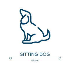 Sitting dog icon. Linear vector illustration from pet shop collection. Outline sitting dog icon vector. Thin line symbol for use on web and mobile apps, logo, print media.
