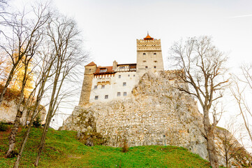 Fototapeta na wymiar Bran Castle (Dracula Castle) on the top of the rock, Transylvania, Bran, Romania