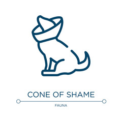 Cone of shame icon. Linear vector illustration from pet shop collection. Outline cone of shame icon vector. Thin line symbol for use on web and mobile apps, logo, print media.