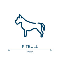 Pitbull icon. Linear vector illustration from dog and training collection. Outline pitbull icon vector. Thin line symbol for use on web and mobile apps, logo, print media.