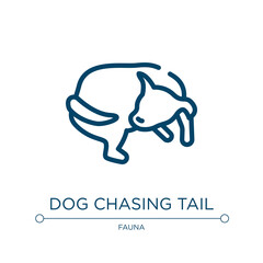 Dog chasing tail icon. Linear vector illustration from dog and training collection. Outline dog chasing tail icon vector. Thin line symbol for use on web and mobile apps, logo, print media.