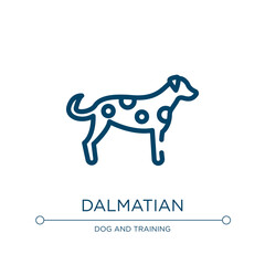 Dalmatian icon. Linear vector illustration from dog breeds fullbody collection. Outline dalmatian icon vector. Thin line symbol for use on web and mobile apps, logo, print media.