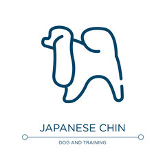 Japanese chin icon. Linear vector illustration from dog breeds fullbody collection. Outline japanese chin icon vector. Thin line symbol for use on web and mobile apps, logo, print media.