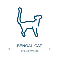 Bengal cat icon. Linear vector illustration from cat breed bodies collection. Outline bengal cat icon vector. Thin line symbol for use on web and mobile apps, logo, print media.