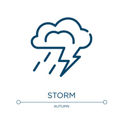 Storm icon. Linear vector illustration from autumn collection. Outline storm icon vector. Thin line symbol for use on web and mobile apps, logo, print media.