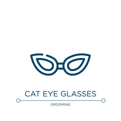 Cat eye glasses icon. Linear vector illustration from beauty collection. Outline cat eye glasses icon vector. Thin line symbol for use on web and mobile apps, logo, print media.