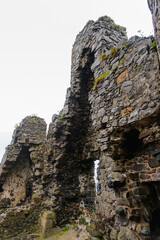 Close view of the Dunluce Castle, a medieval castle in Northern Ireland.