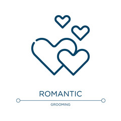 Romantic icon. Linear vector illustration from beauty collection. Outline romantic icon vector. Thin line symbol for use on web and mobile apps, logo, print media.