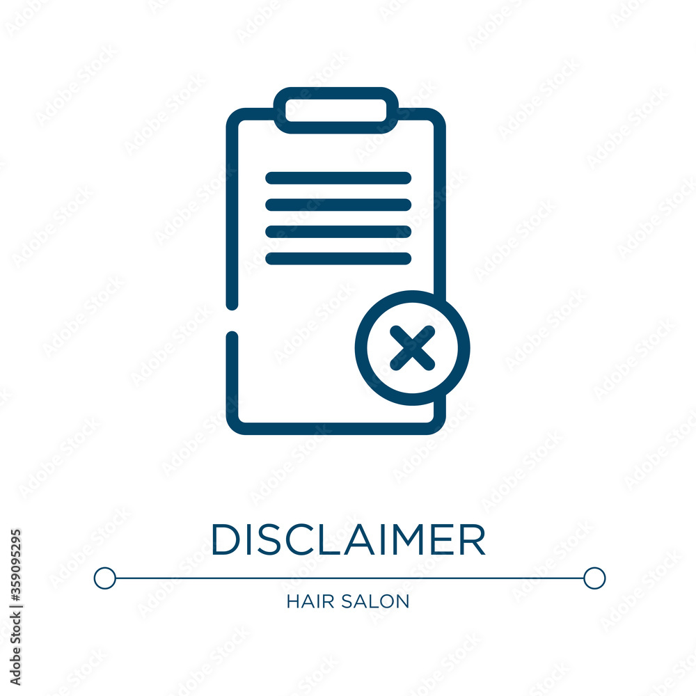 Poster disclaimer icon. linear vector illustration from sauna collection. outline disclaimer icon vector. t