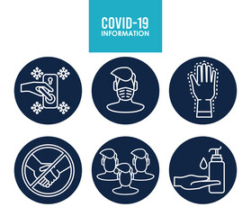 covid19 set of educational infographics icons