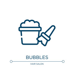 Bubbles icon. Linear vector illustration from hairdressing and barber shop collection. Outline bubbles icon vector. Thin line symbol for use on web and mobile apps, logo, print media.