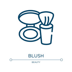 Blush icon. Linear vector illustration from beauty collection. Outline blush icon vector. Thin line symbol for use on web and mobile apps, logo, print media.