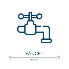 Faucet icon. Linear vector illustration from hairdressing and esthetics collection. Outline faucet icon vector. Thin line symbol for use on web and mobile apps, logo, print media.