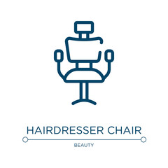 Hairdresser chair icon. Linear vector illustration from hairdressing and esthetics collection. Outline hairdresser chair icon vector. Thin line symbol for use on web and mobile apps, logo, print