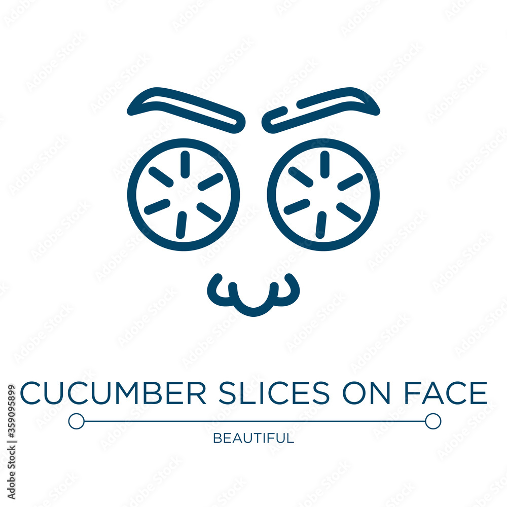 Poster cucumber slices on face icon. linear vector illustration from beauty salon collection. outline cucum