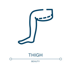 Thigh icon. Linear vector illustration from plastic surgery collection. Outline thigh icon vector. Thin line symbol for use on web and mobile apps, logo, print media.