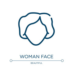 Woman face icon. Linear vector illustration from beauty salon collection. Outline woman face icon vector. Thin line symbol for use on web and mobile apps, logo, print media.
