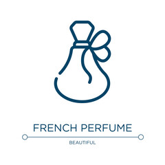 French perfume icon. Linear vector illustration from beauty salon collection. Outline french perfume icon vector. Thin line symbol for use on web and mobile apps, logo, print media.